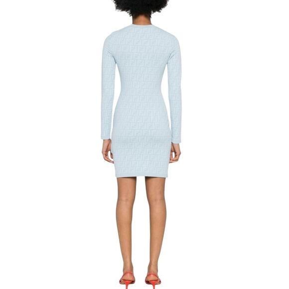 FENDI FF Jacquard Slim Fit - Long Sleeved Crewneck Dress - Picture 5 of 8